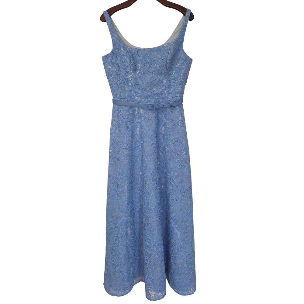 Dress The Population Shelby Floral Lace Midi Dress Women M Sky Blue NWT $468